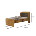 Ver imagem 2 de Cama de Solteiro Tamires com Gavetas e Bau Design Moderno Mdf com Capitonê Classico:nature Nogal