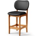 Ver mais imagens de Kit 04 Banquetas Baixa Bar Cozinha Sala Jantar Fixa Betta L02 Imbuia Couríssimo Preto - Lyam Decor B