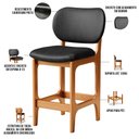 Ver imagem 4 de Kit 04 Banquetas Baixa Bar Cozinha Sala Jantar Fixa Betta L02 Imbuia Couríssimo Preto - Lyam Decor B