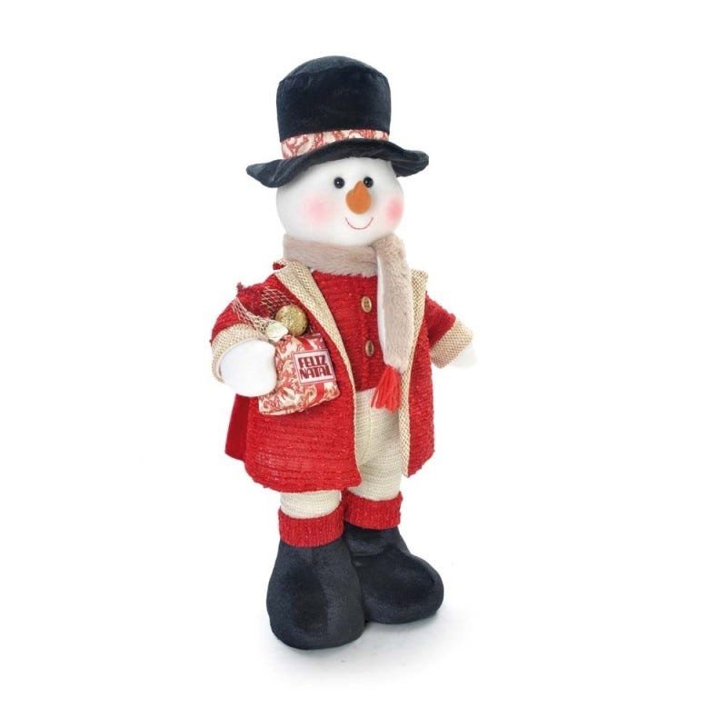 Boneco De Neve Decoração Natal 48 X 29 Cm Vermelha | MadeiraMadeira