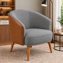 Ver imagem 1 de Poltrona Decorativa Linho Premium Base Madeira Maciça Luiza