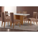 Ver imagem 1 de Conjunto Mesa Nevada C/ Tampo Madeirado C/ Vidro Canto Curvo 180x90cm e 6 Cadeiras Maldivas Naturale