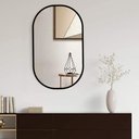 Ver imagem 1 de Espelho Decorativo Oval Com Moldura Preta Para Sala Banheiro 80x50cm