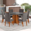 Ver imagem 1 de Mesa de Jantar 6 Lugares Calm com Vidro Mel/grafite - Viero Móveis