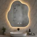 Ver imagem 5 de Espelho Led 3 Cores Banheiro 80x60cm com Desembacador Touch Inteligente - Design Organico de Luxo