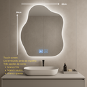 Ver imagem 3 de Espelho Led 3 Cores Banheiro 80x60cm com Desembacador Touch Inteligente - Design Organico de Luxo