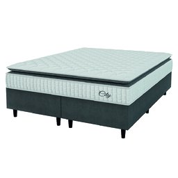 Cama Box Colchão Casal King Molas Ensacadas City Pillow Top 193x203x61cm Cinza / Branco Hellen - 2