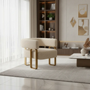 Ver imagem 1 de Poltrona Cadeira Decorativa Versátil Loy - Zahav Estofados:bouclé Bege