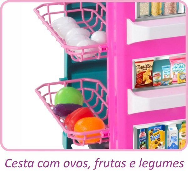 Cozinha Gourmet de Brinquedo Infantil Rosa com Pia Sai Agua Magic TOYS - 6