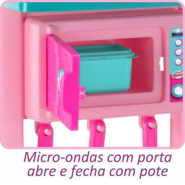 Cozinha Gourmet de Brinquedo Infantil Rosa com Pia Sai Agua Magic TOYS - 2
