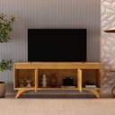 Ver imagem 3 de Conjunto Painel + Rack Sevilha 162cm 160cm com 2 Portas Naturalle Mavaular Móveis