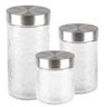 Jogo 3 Potes Porta Mantimento Vidro Transparente Texturizado Organic 850ml, 1200ml e 1700ml - Mek - 1