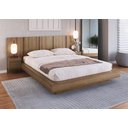 Ver imagem 1 de Cama Queen e Cabeceira com 2 Mesas de Cabeceira Suspensas Cor:mel