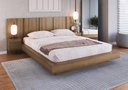 Ver imagem 1 de Cama Queen e Cabeceira com 2 Mesas de Cabeceira Suspensas Cor:mel