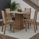 Ver imagem 1 de Conjunto Sala de Jantar Mesa Tampo de Madeira 4 Cadeiras Rustic/crema/bege Marrom Briana Madesa