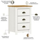 Ver imagem 3 de Mesa de Cabeceira 3 Gavetas Madeira Maciça Mazzaro F06 Branco Freijó - Lyam Decor