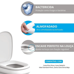 Tampa / Assento Sanitário Plástico Almofadado Paris Sabatini - Astra Verde Claro Ttp/k*vd-09 - 7