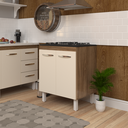 Ver imagem 2 de Balcão Armário de Cozinha para Fogão Cooktop 5 Bocas Fran Mobília Decor Savana Off White