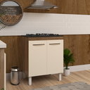 Ver imagem 3 de Balcão Armário de Cozinha para Fogão Cooktop 5 Bocas Fran Mobília Decor Savana Off White