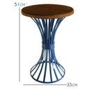 Ver imagem 2 de Banquinho De Ferro para Canto de Sala Madeira de Demolição Rustico - Azul del Rey