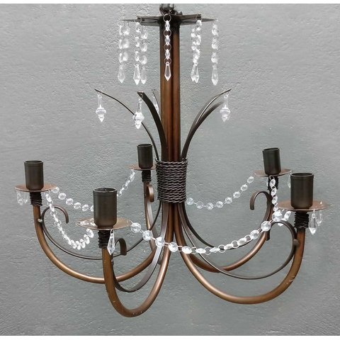 Lindo Lustre Pendente De Metal Com Cristais Para Sala Grande