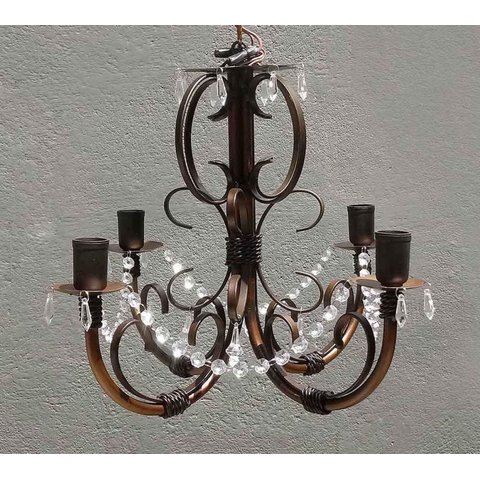 Lindo Pendente Lustre De Ferro Com Cristais Modernos Para Sala de Estar