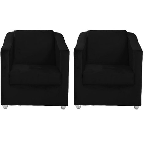 Kit 2 Poltronas Decorativas Lucy Suede Preto MV Estofados