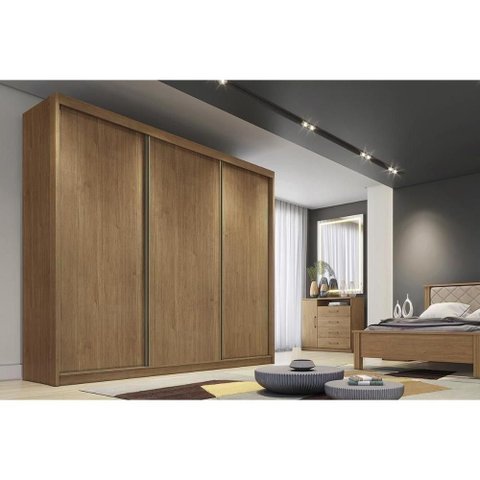 Guarda Roupa 3 Portas de Correr e 4 Gavetas Arezzo-medelim Cumaru - Novo Horizonte
