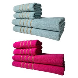 Kit 8 Toalhas Grandes Dubai 4 Banhos 4 Rostos Verde+Rosa - 7