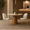 Ver imagem 3 de Kit 2 Cadeira de Jantar Estofada Ergonômica D28 Aço Carbono Aurora - Dourado | Marfim | Palha