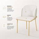 Ver imagem 5 de Kit 2 Cadeira de Jantar Estofada Ergonômica D28 Aço Carbono Aurora - Dourado | Marfim | Palha