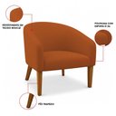 Ver imagem 3 de Poltrona Sala Decorativa Stella Pé Madeira Trapézio Castanho Bouclê Terracota D03 - D’Rossi