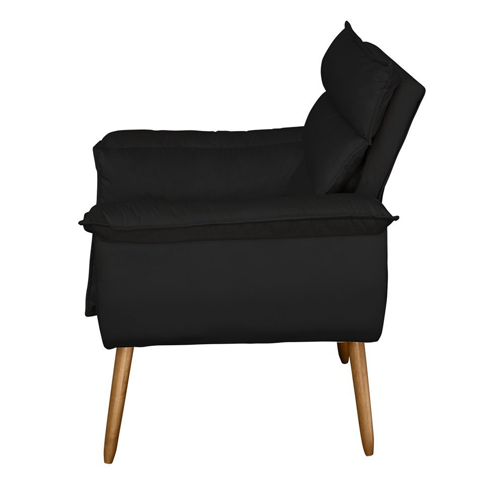 Kit 2 Poltronas Decorativas Cuba Suede Preto MV Estofados - 5