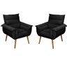 Kit 2 Poltronas Decorativas Cuba Suede Preto MV Estofados - 1