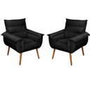 Ver imagem 1 de Kit 2 Poltronas Decorativas Cuba Suede Preto MV Estofados