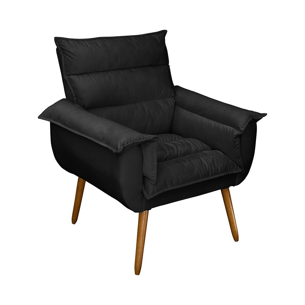 Kit 2 Poltronas Decorativas Cuba Suede Preto MV Estofados - 3