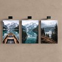 Ver imagem 2 de Kit3 Quadro Decorativo Aesthetic Montanha Lago Neve Paisagem 40x28cm