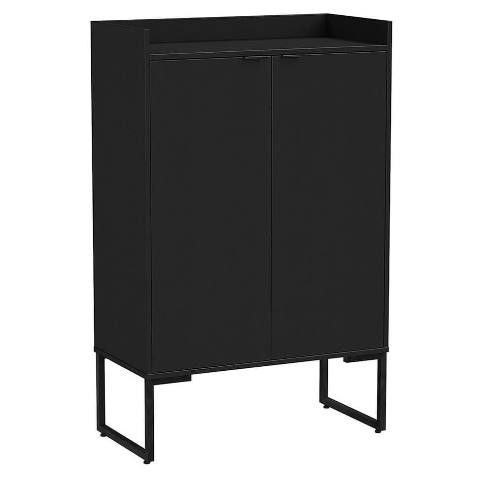 Armário Alto Balcão para Escritório Recepção Arquivos 80cm Riviera Preto Dubhome