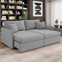 Ver imagem 2 de Sofá Cama Retrátil para Sala de Estar 254cm Una K01 Veludo Cinza Claro - Lyam Decor