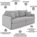 Ver imagem 4 de Sofá Cama Retrátil para Sala de Estar 254cm Una K01 Veludo Cinza Claro - Lyam Decor