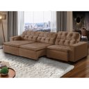 Ver imagem 1 de Sofá Retrátil Reclinável 8 Lugares 380cm com Pillow Veludo Marrom Alasca Megasul
