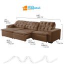 Ver imagem 3 de Sofá Retrátil Reclinável 8 Lugares 380cm com Pillow Veludo Marrom Alasca Megasul