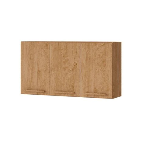 Armário Aéreo Clarice 118cm 3 Portas Correr MDF MDP Amêndoa Milani Movelaria
