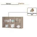 Ver imagem 2 de Armário Aéreo Clarice 118cm 3 Portas Correr MDF MDP Amêndoa Milani Movelaria