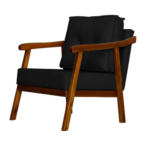Poltrona Decorativa para Sala Vitoria Base Madeira Maciça Veludo:Preto