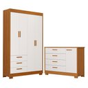 Ver imagem 1 de Quarto de Bebê Guarda Roupa Zaki + Cômoda Infantil 1 Porta e 4 Gavetas Branco Savana