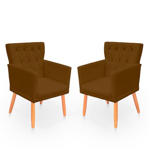 Kit Poltrona Capitonê Clássica Confortável para Sala e Quarto Ana Suede
