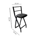 Ver imagem 4 de Kit 2 Banquetas Gourmet Alta Metal Estilo Industrial Assento Corino Preto