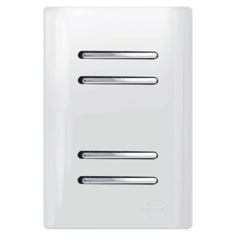 4 Interruptores Simples Cromado com Placa 4x2 Branco - Dc-1200172 - Novara