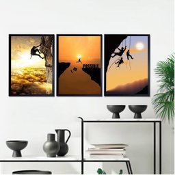 Kit 3 Quadros Decorativos Alpinismo Escalada 33x24cm:madeira Branca - 2